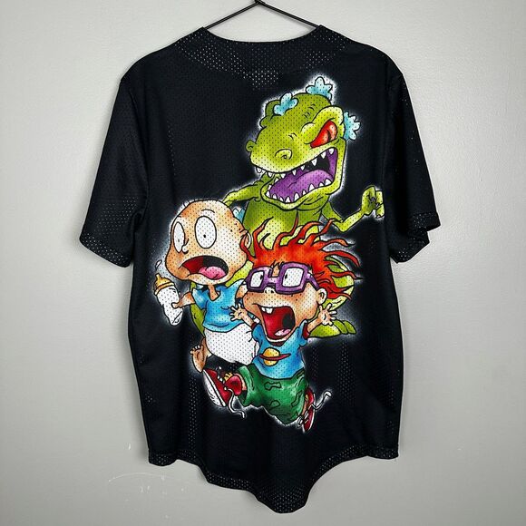 Nickelodeon Rugrats #91 Black Short Sleeve Baseball Jersey Mens Medium - Picture 3 of 4